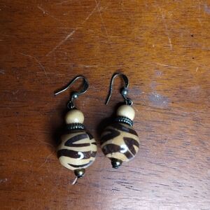 Elegant Brown and Tan Beaded Earrings